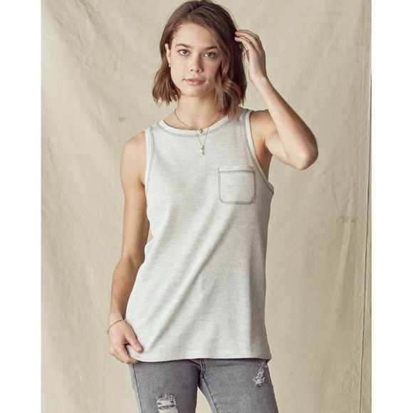 Dressy Waffle Tank w/Zipper Back Chic Spring Tanks Women’s Tops - Picture 3 of 10